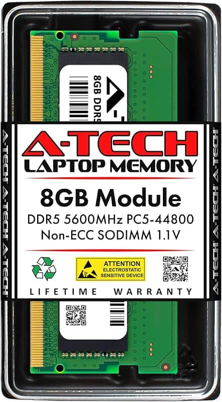 8GB DDR5 5600MHz PC5-44800 CL46 SODIMM 1.1V Non-ECC Unbuffered SO-DIMM 262-Pin Laptop Com…