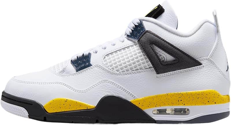 Air Jordan 4 Retro Tour Yellow Men's Shoes (White/Dark Blue Grey/Black/Tour Yellow)
