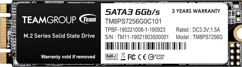 TEAMGROUP MS30 256GB with SLC Cache 3D NAND TLC M.2 2280 SATA III 6Gb/s Internal Solid St…