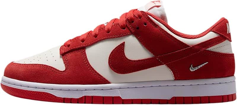 Dunk Low Suede Women's Shoes (Sail/White/Metallic Silver/Light Crimson)