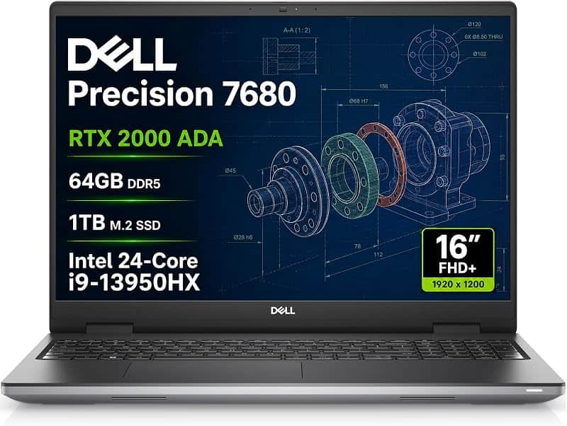 Precision 7680 Laptop, NVIDIA RTX 2000 Ada 8GB, i9-13950HX, 64GB DDR5