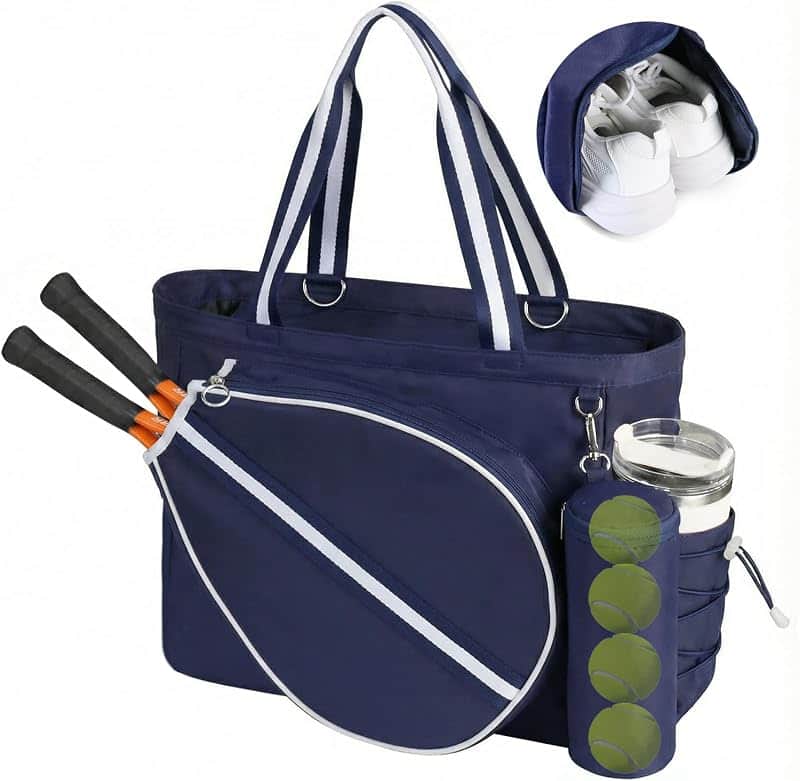 Movker Tennis Bag for Women Men Tote Bag with Shoe Compartment & Wet Pocket, Fits 2 Racke…