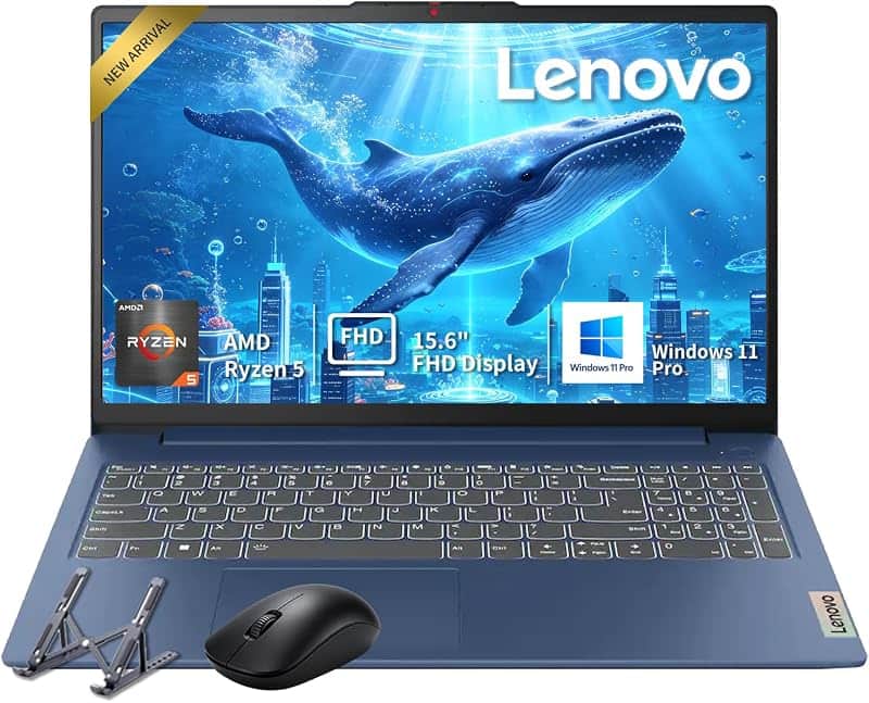 IdeaPad Slim 15.6" FHD Business Laptop, 8GB DDR5 RAM, 512GB SSD, AMD Ryzen 5 Processor, W…