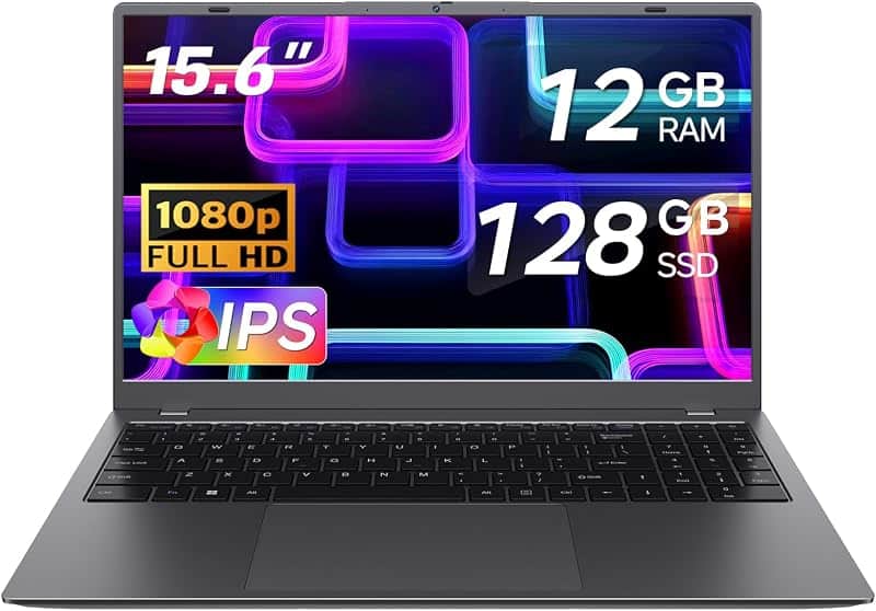 Laptop 15.6 Inch, 12GB RAM Laptops with Pentium Gold 6500Y (Up to 3.4GHz), 128GB SSD, FHD…