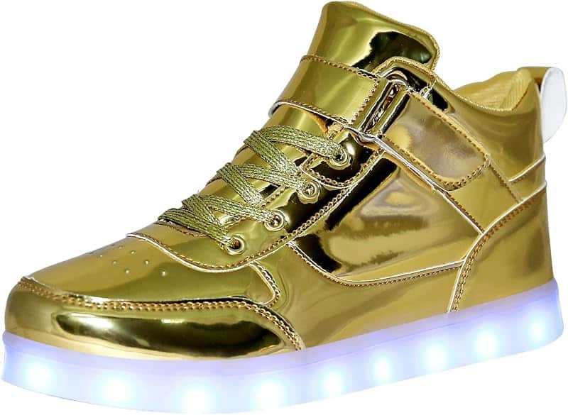 LED Light Up High Top Sneakers USB Charged Glitter Shoes for Women Men