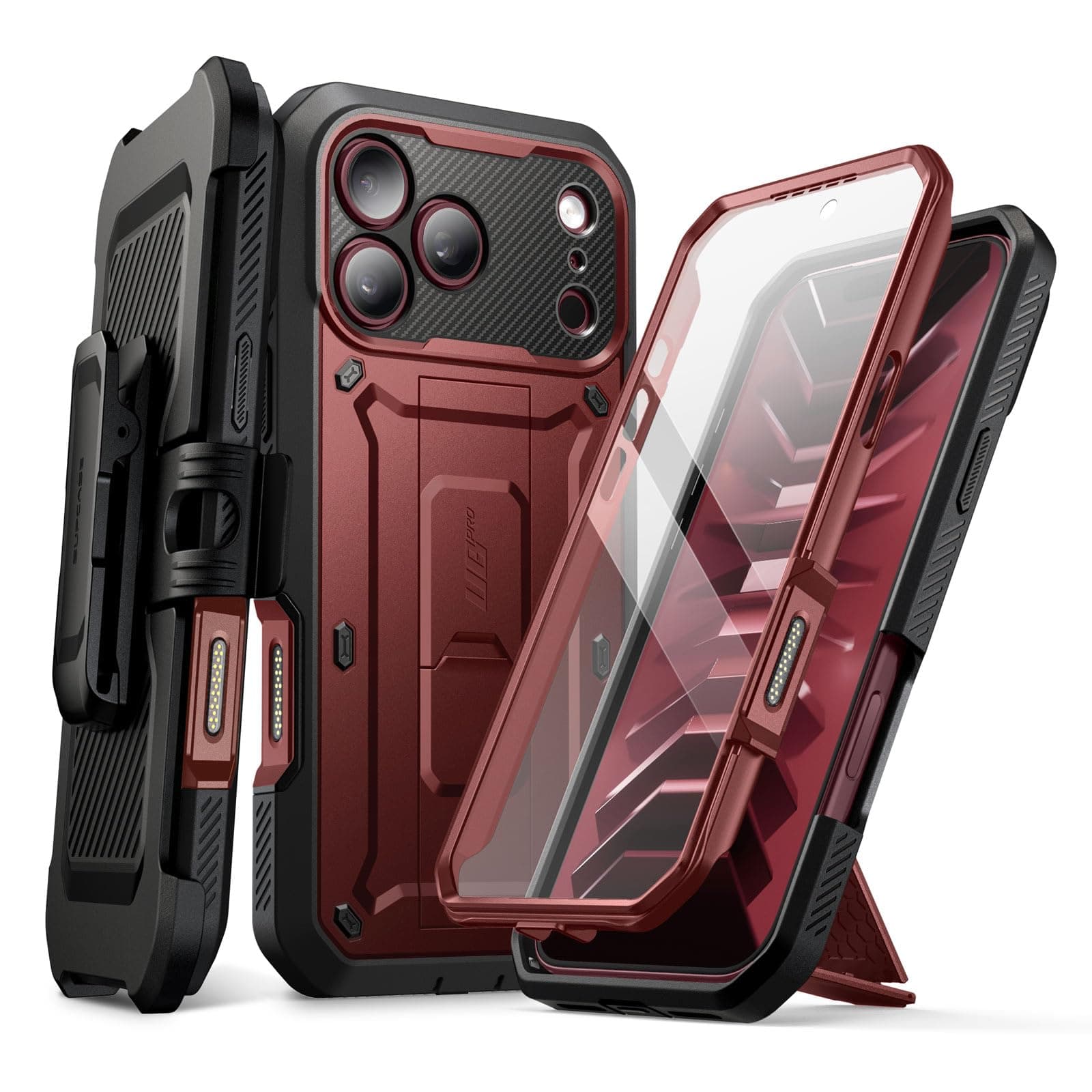 SUPCASE for iPhone 18 Pro Case / 17 Pro Case with Belt Clip, Burgundy | Military-Grade Pr…