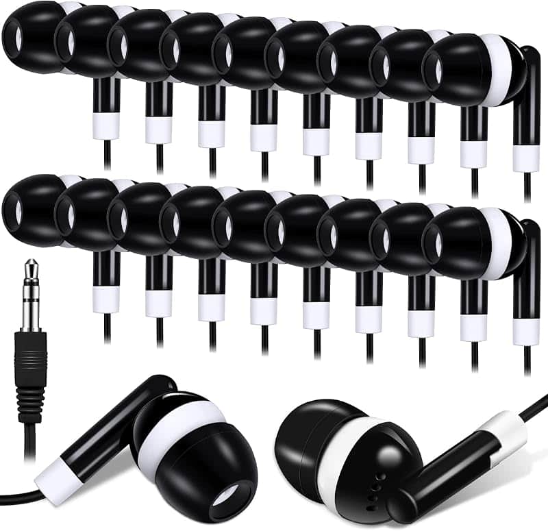 Konohan 100 Pcs Wired Earbuds Bulk for Classroom 3.5mm Jack,Black | Soft In Ear Headphone…