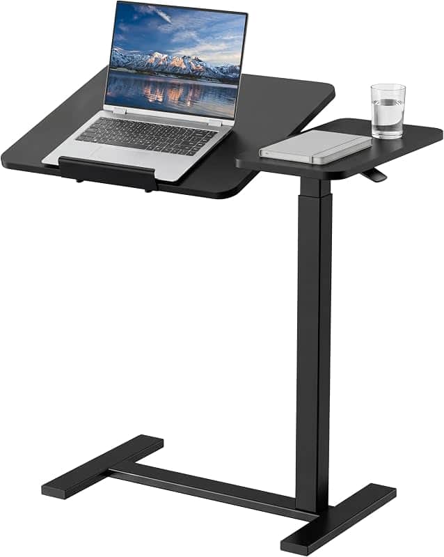 DUMOS Standing Desk with Wheels, Rolling Desk, Laptop Table, Overbed Table