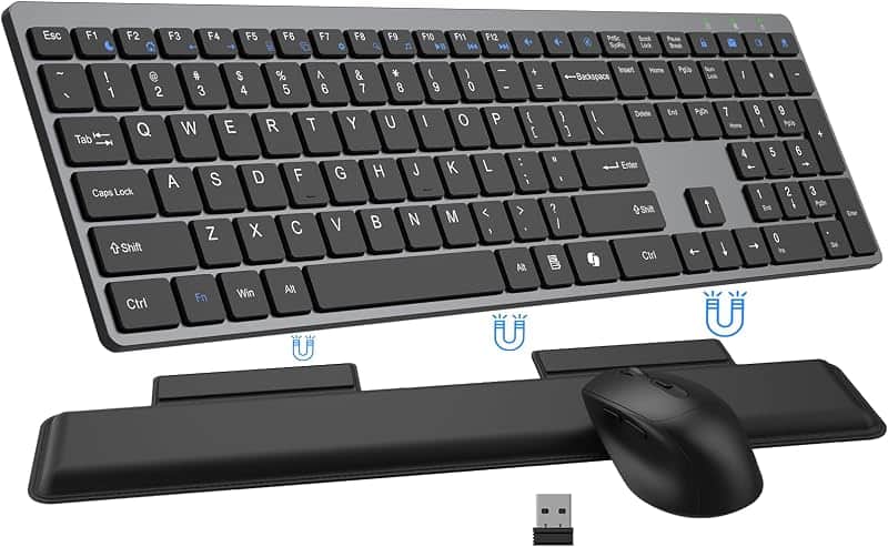 Wireless Keyboard and Mouse Combo, Full Size Silent Ultra Thin Keyboard with Magnetic Wri…