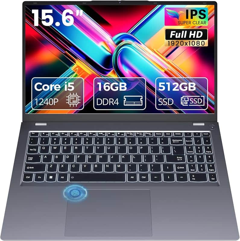KINOBUC 15.6 Inch Laptop, 16GB DDR4 RAM, 512GB SSD, i5 Gaming Laptops | i5 1240P (12C/16T…