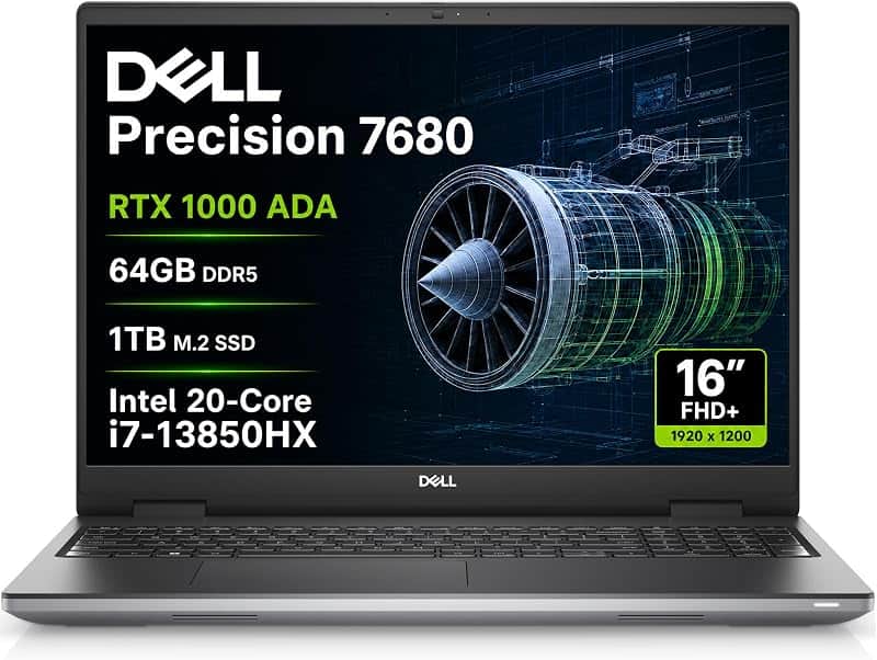Precision 7680 Laptop, NVIDIA RTX 1000 Ada 6GB, i7-13850HX, 64GB DDR5