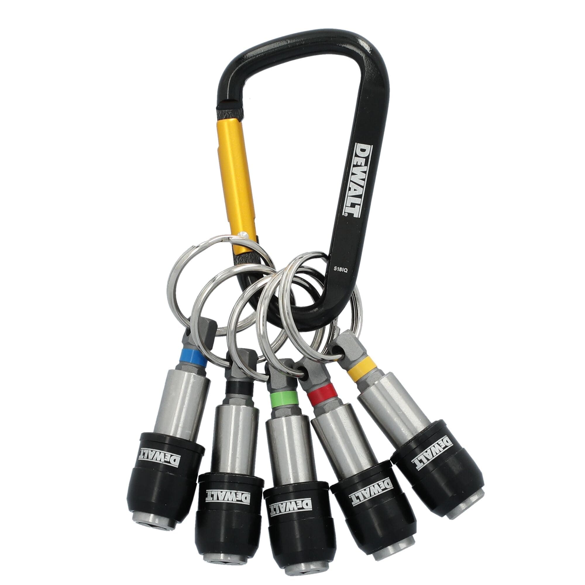 Keyring Bit Holder Set 1/4 Inch Hex Bits, Durable Metal Bit Holder Key Chain (DWAFHLDKC5)