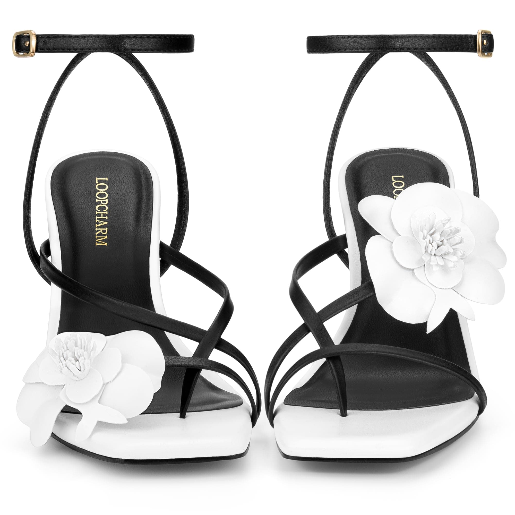 Women's Strappy High Heels Sandals Square Open Toe Ankle Strap