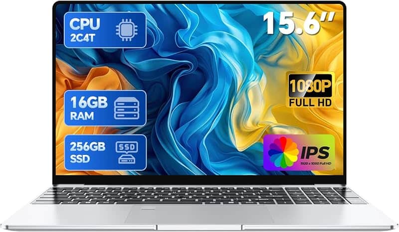 15.6" Laptop 16GB RAM Computer, Win 11 Pro, Pentium 2C4T 2.10GHz BaseSpeed