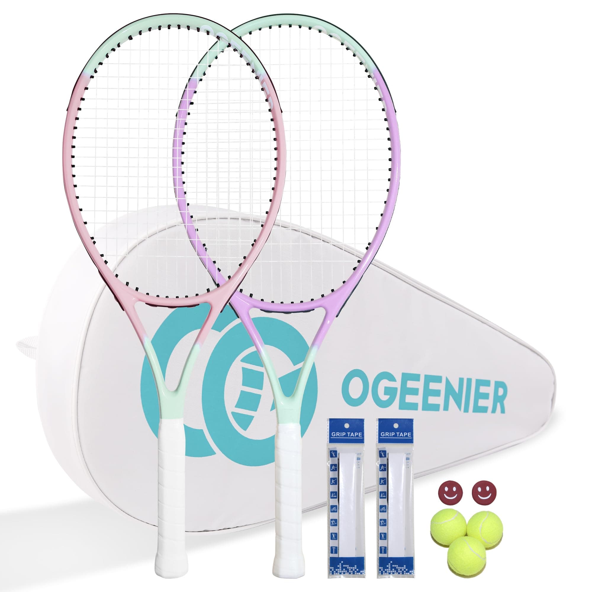 OGEENIER Tennis Racket Set of 2 for Adult, Lightweight Aluminum Racquet | 27 Inch, Comple…