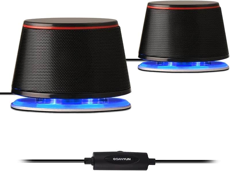 Sanyun SW102 Computer Speakers for Desktop PC Laptop, 2.0 USB Powered | Dual Passive Radi…