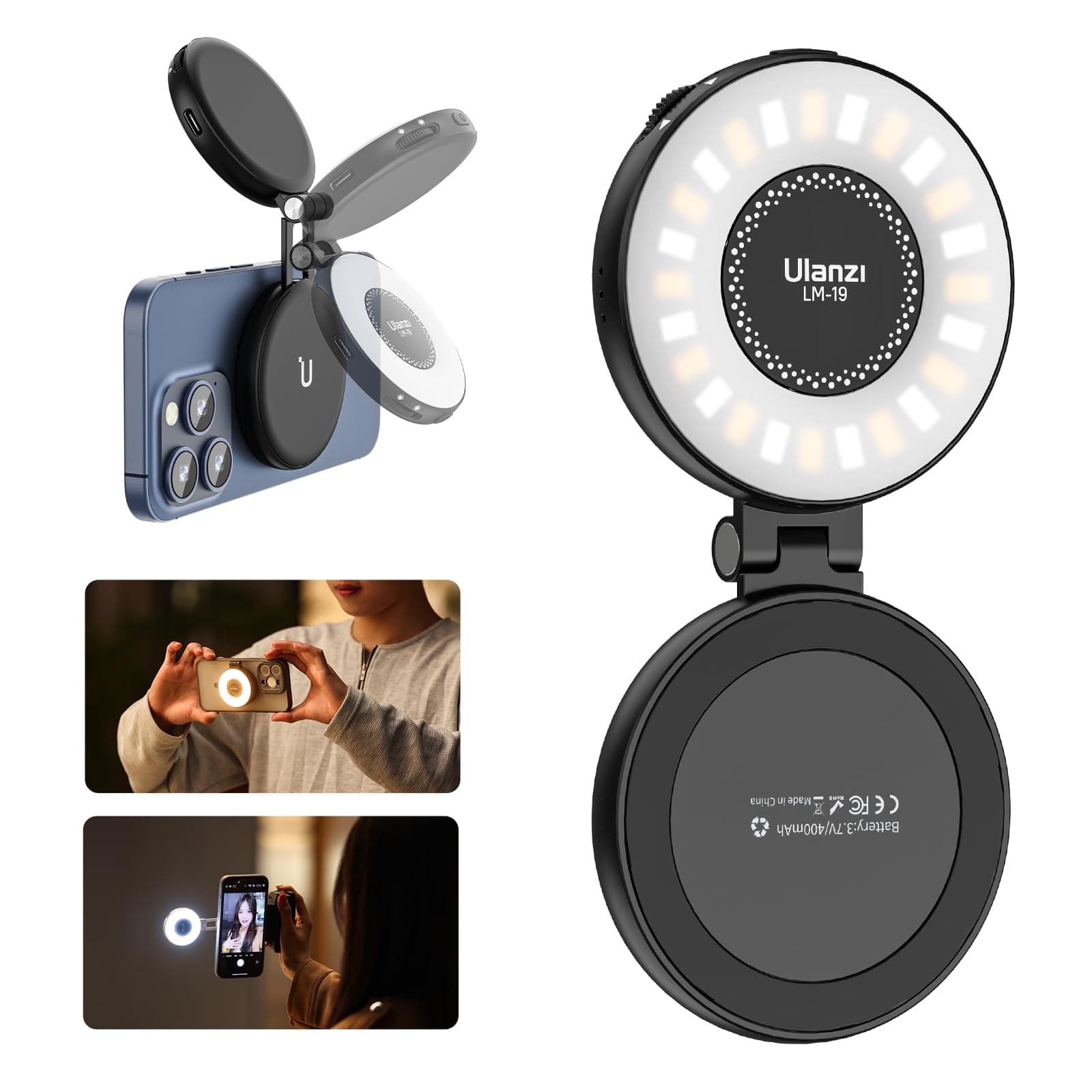 LM19 Magnetic Selfie Light, LED Phone Ring Light for iPhone MagSafe, CRI95+ 2500K-8500K P…