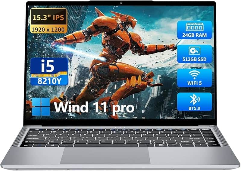 KUMNOSAL 2026 Laptop,15.3 Inch Laptop with i5-8210Y(Up to 3.6GHz), 24GB RAM 512GB SSD,FHD…