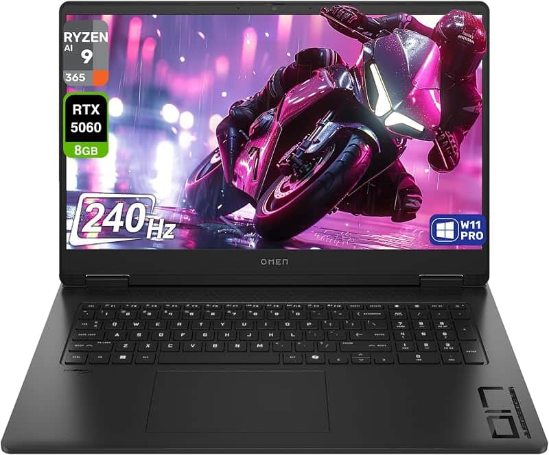 OMEN Gaming Laptop, AMD Ryzen AI 9-365, 32 GB DDR5 RAM, 1 TB PCIe SSD, 17.3" FHD (1920x10…
