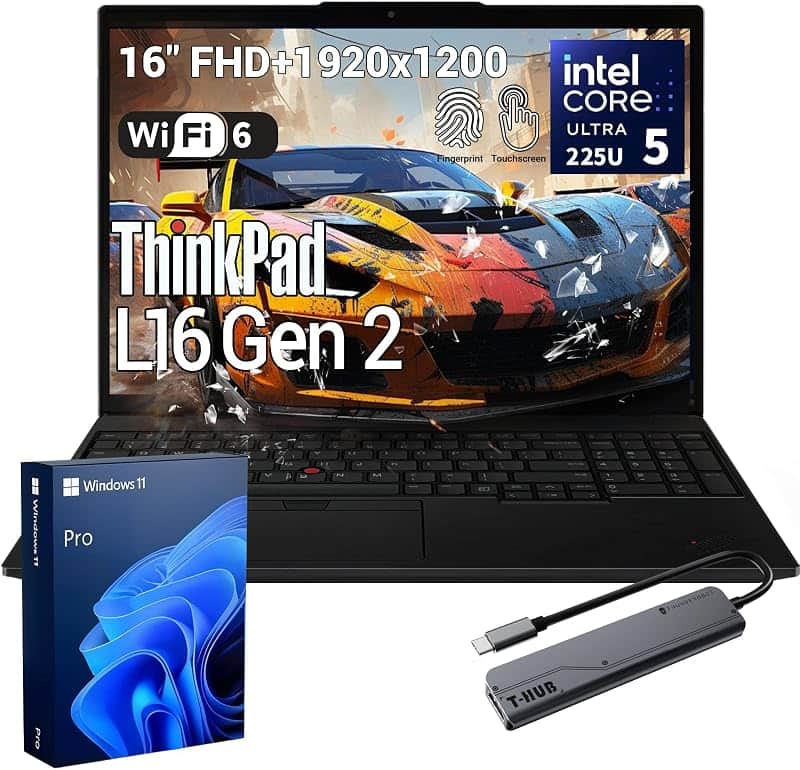 ThinkPad L16 AI Laptop, Intel Core Ultra 5 225U, 16” FHD+ Touchscreen, 16GB DDR5, 512GB S…
