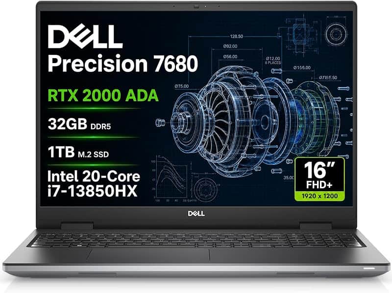 Precision 7680 Laptop, NVIDIA RTX 2000 Ada 8GB, i7-13850HX, 32GB DDR5