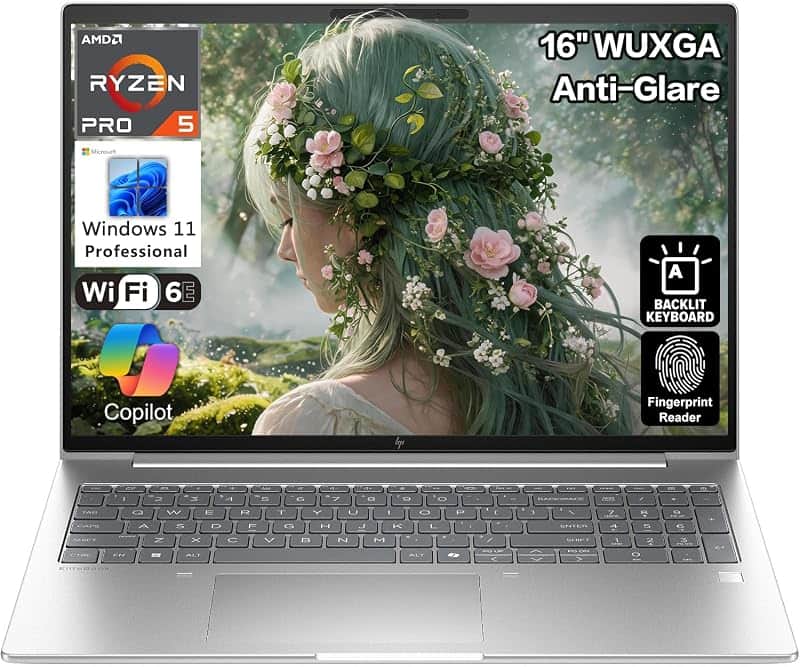 EliteBook 16 Laptop, AMD Ryzen 5, 8GB DDR5, 512GB SSD, FHD+, Win 11 Pro | 16" WUXGA Anti-…