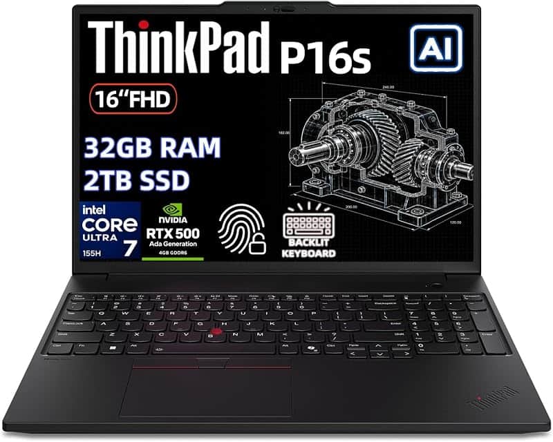 ThinkPad P16s Gen 3 AI Workstation Laptop, Intel Core Ultra 7 155H, NVIDIA RTX 500 Ada, 3…