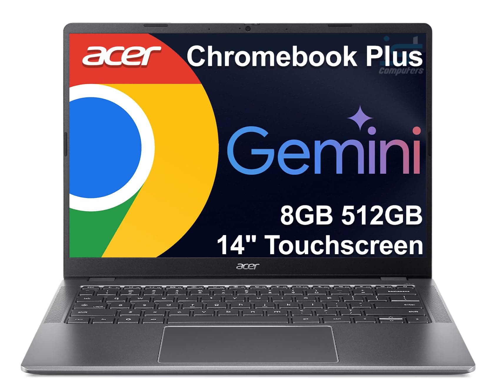 Chromebook Plus 514 Laptop, 14" Touchscreen, Intel i3-N355, 8GB/512GB