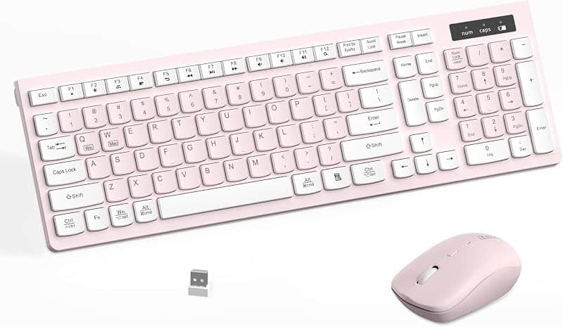 Wireless Keyboard and Mouse Combo, Reccazr 2.4G Full-Sized Keyboard and Mouse Cordless, 3…