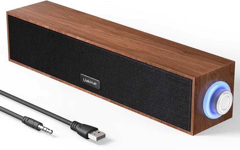 Computer Speakers,Wooden Multimedia Digital Speaker,USB Powered 3.5mm AUX PC Speakers,Sur…