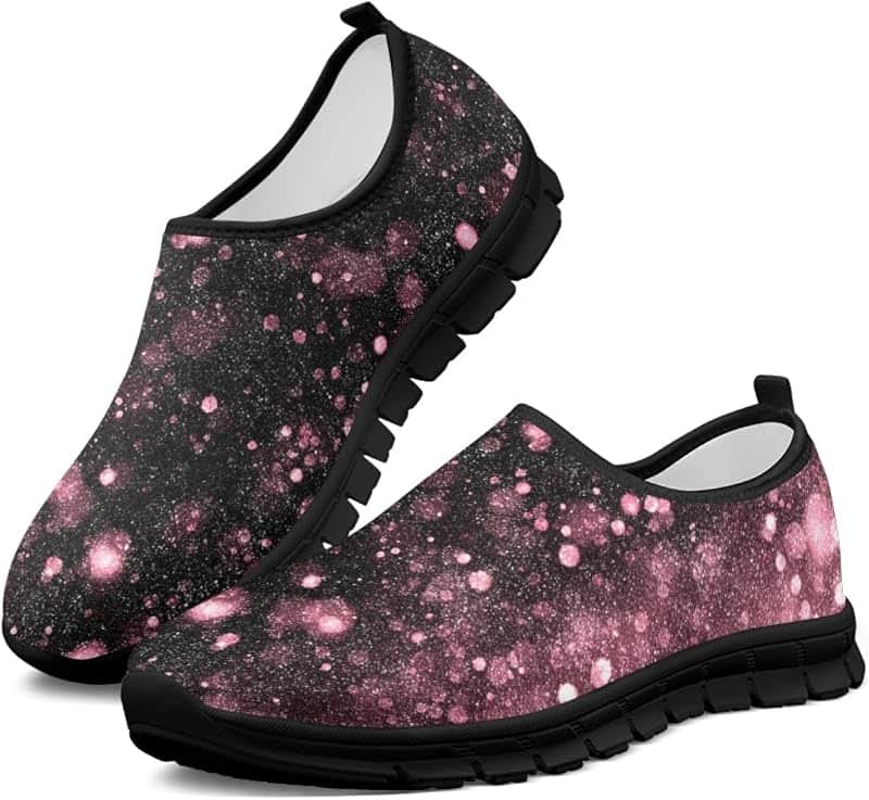 Womens Floral Print Lightweight Walking Sneaker Pull Tab Detail Fashion Athletic Casual F…
