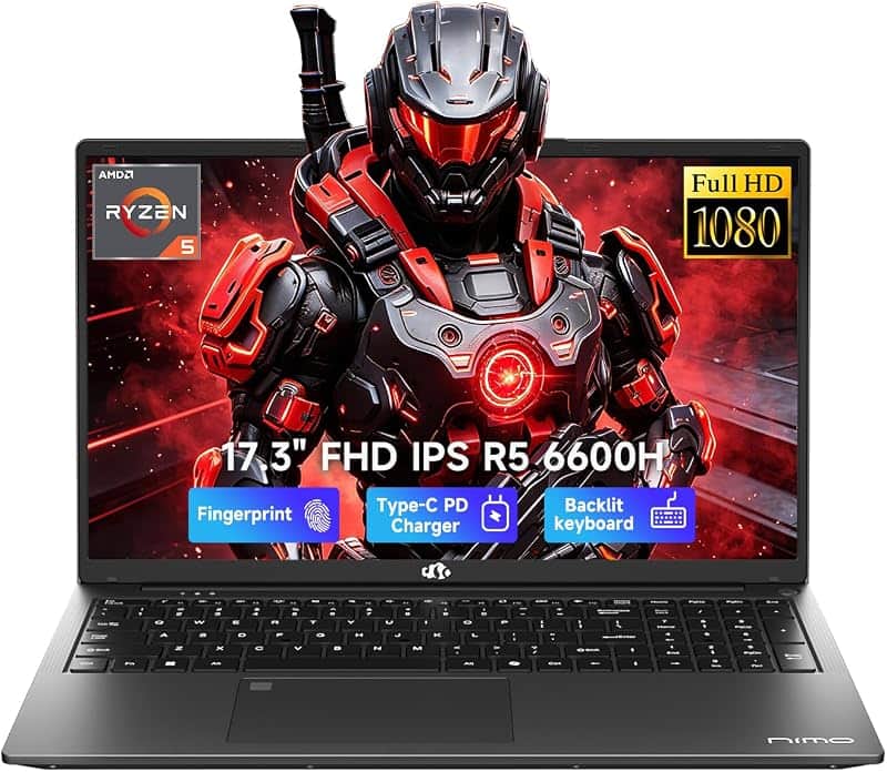NIMO 17.3" FHD AI Creator Laptop, 6-Core AMD Ryzen 5 32GB 5600MHz 1TB SSD | (Beat i7 1355…