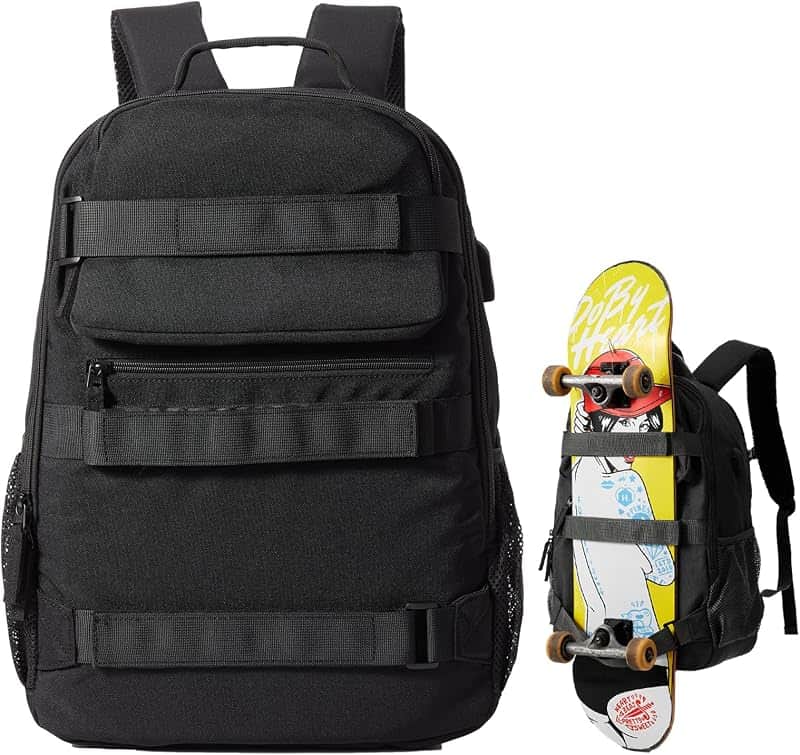 Skateboard Backpack, Large Skateboard Bag for Men and Women Laptop Bag with USB Port, for…