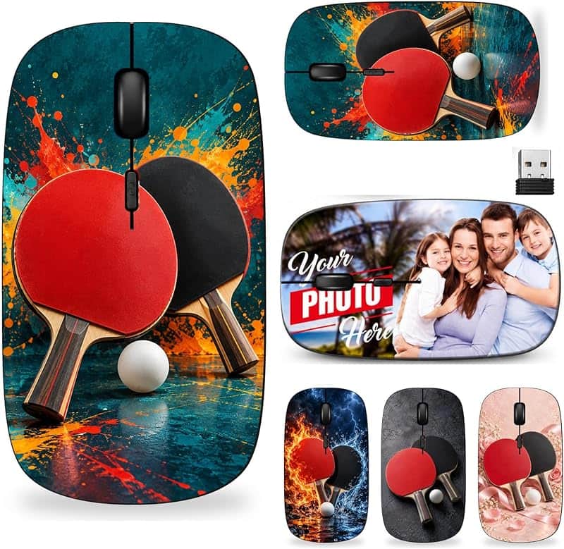Maizi Table Tennis Mouse for Laptop, Wireless Receiver, Sports Fan Gifts | Printed in the…