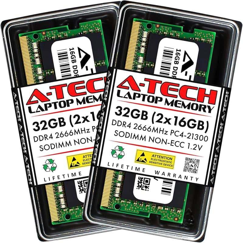 DDR4 RAM 32GB Kit (2x16GB) 2666MHz PC4-21300 SODIMM Laptop Memory
