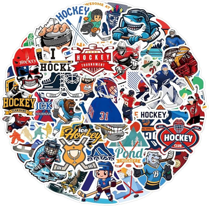 55PCS Ice Hockey Stickers Waterproof Vinyl Decals for Adult Teen Kids Cup Water Bottles L…