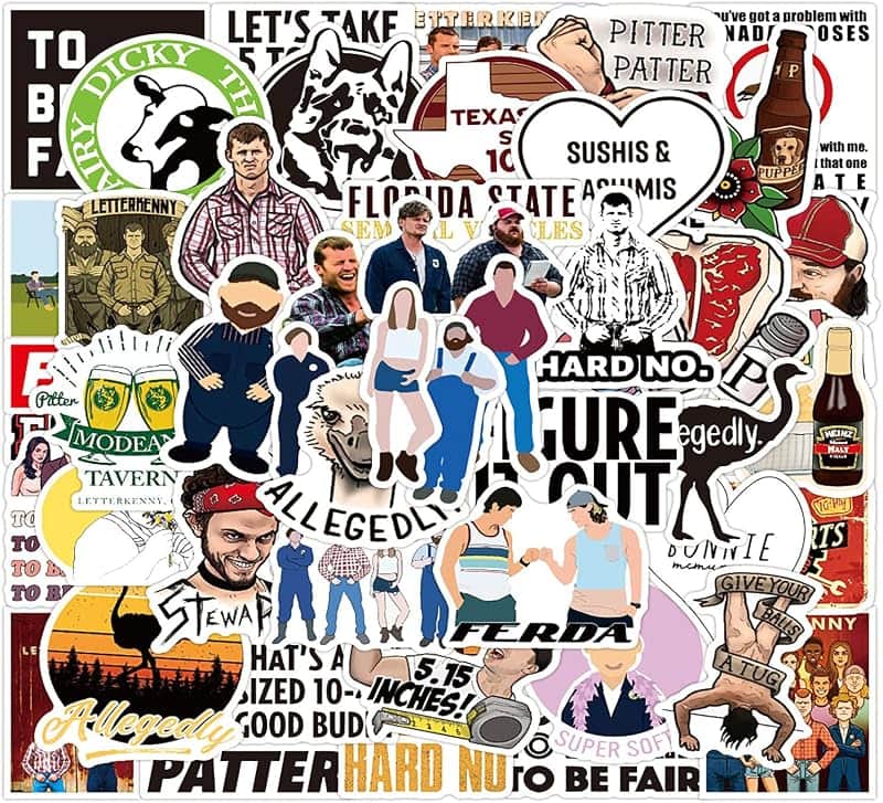 50pcs Letterkenny Stickers,Funny TV Show Vinyl Stickers Waterproof Trendy for Laptop Hydr…