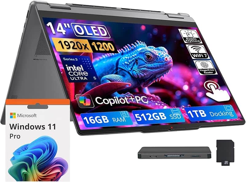 Yoga 7i 2-in-1 14" 2K OLED Touch Laptop, Intel Core Ultra 5 322, 16GB LPDDR5X, 1.5TB Stor…