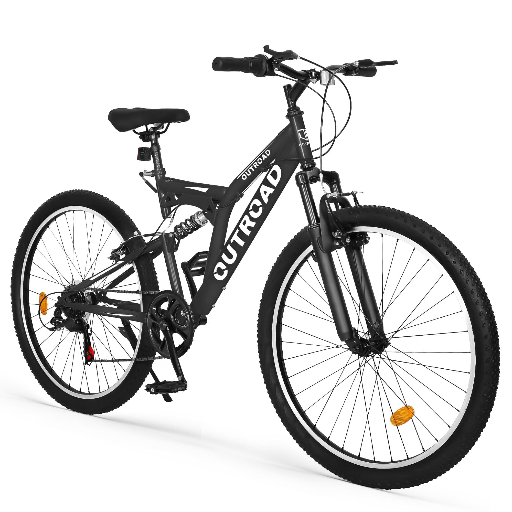 Max4out 26 inch Mountain Bike Dual Full Suspension, Outdoor Hybrid Bikes,7-Speed/High-Car…
