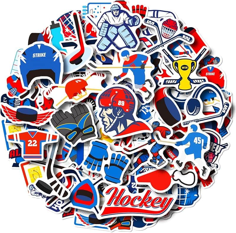 100 Pack Ice Hockey Stickers, Hockey Party Favors Decorations Gifts, Waterproof Stickers…