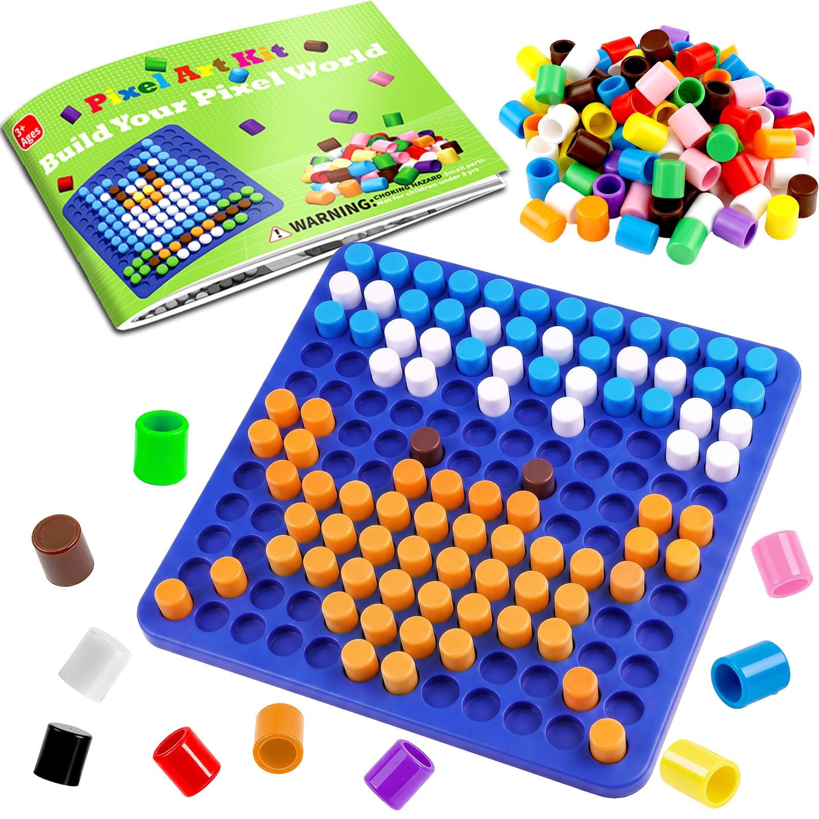 STEM Toys Pixel Art Kit for Kids, 500 Pcs 10 Colors Pixel Bricks Challenge Fine Motor Ski…