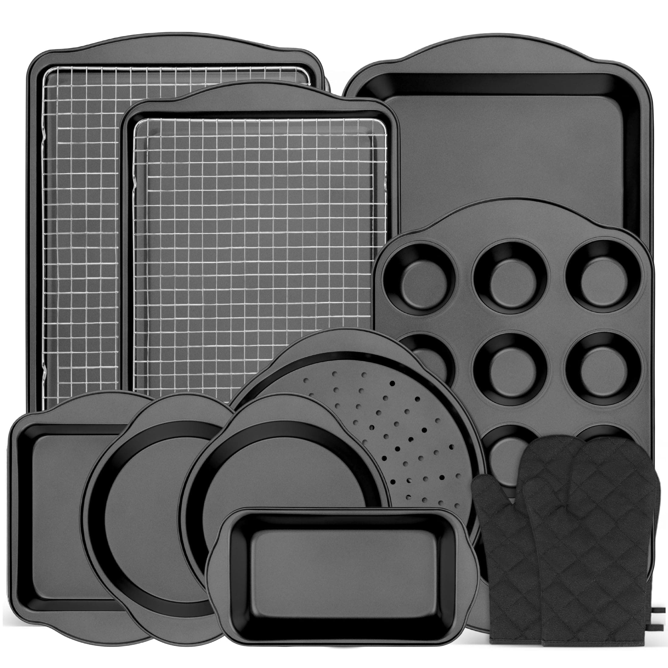 Gymdin 13 PCS Nonstick Bakeware Set - Carbon Steel Baking Pans Set with Dual Handles, Inc…
