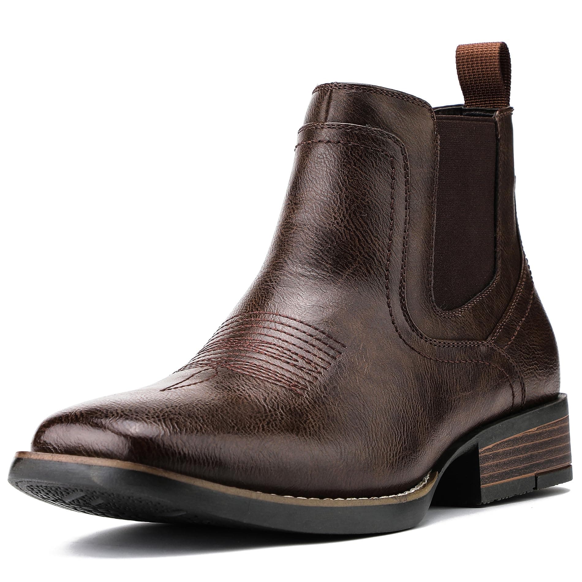 Western Cowboy Boots for Men - Mens Square Toe Chelsea Boots Ankle Cowboy Boots for Men C…