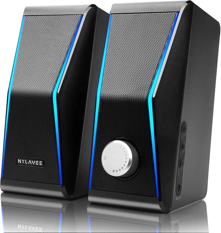 Nylavee Computer Speakers for Desktop PC, Bluetooth AUX PC Speakers RGB | Hi-Fi Stereo So…