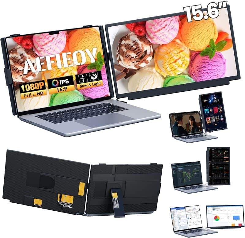 Upgraded Laptop Screen Extender, 15.6”Ultra-Thin Dual Portable Monitor with 1080P FHD IPS…