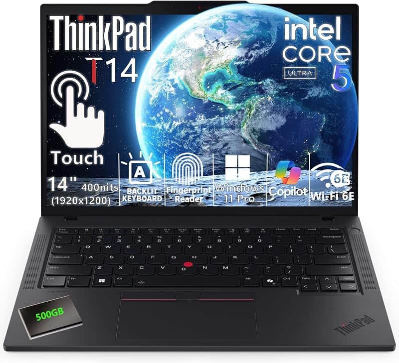 ThinkPad T14 Gen 6, Ultra 5 225U, 14" Touchscreen FHD+ Display | 16GB DDR5, 512GB SSD, 50…