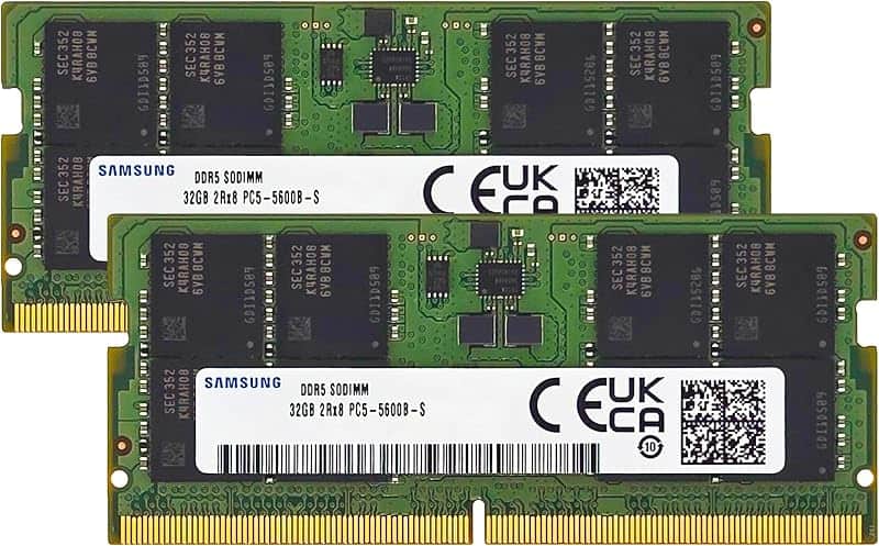64GB (2x32GB) DDR5 5600MHz PC5-44800 CL46 SODIMM 2Rx8 Dual Rank 1.1V 262-Pin Laptop, Note…