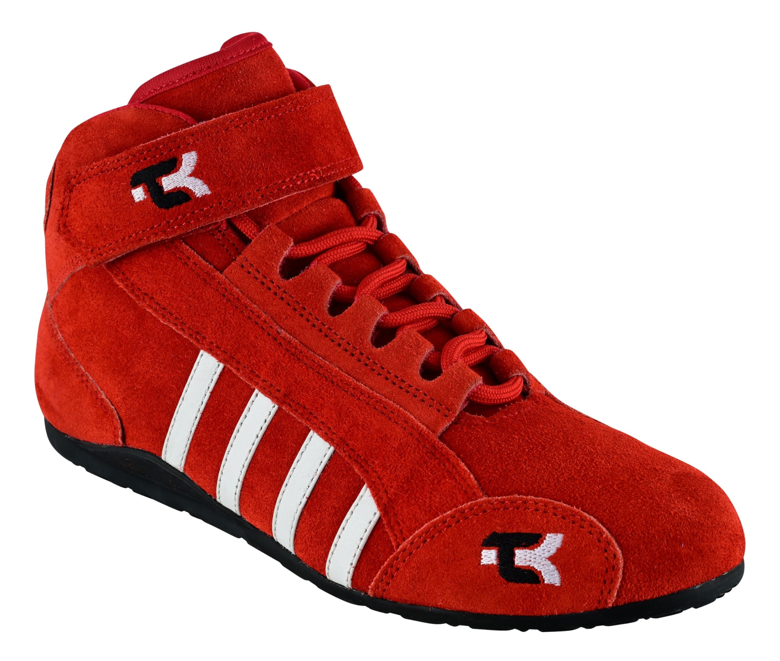 TK Karting Boots, High-Grip Sole, Medium Cut with Strap, Leather Go Kart Racing Shoes Bla…