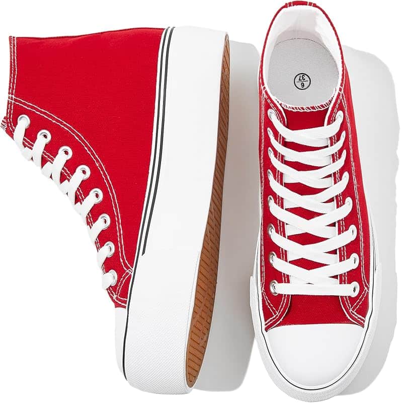 Womens White Platform Sneakers High Top Canvas Shoes