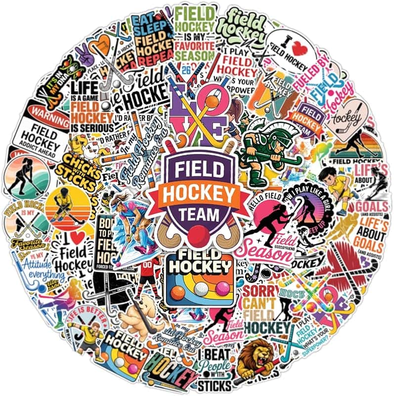 64PCS Field Hockey Stickers – Funny Field Hockey Vinyl Waterproof Stickers for Players, G…
